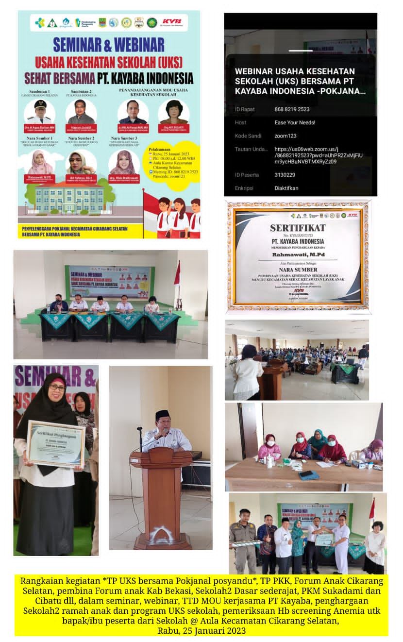 Seminar & Webinar UKS Sehat Bersama PT. Kayaba Indonesia anak untuk 50 sekolah kabupaten bekasi